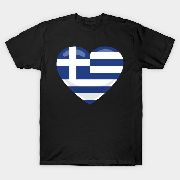 Greece Flag Heart T-Shirt by SunburstGeo